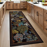 Garvee Jungle Rug 2x6 Kitchen Runner Rug Non-Slip Washable Faux Wool Soft Low-Pile Animal Print for Hallway Bedroom Entryway - Black