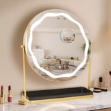 Garvee Vanity Mirror with Lights, 19" LED Makeup Mirror, Smart Touch Control, 3-Color Dimmable Lighting, 360° Adjustable for Bedroom, Dressing Table, Gold