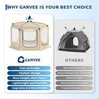 Garvee 12x12 FT All-Weather Clear Bubble Tent – Pop Up Transparent Outdoor Camping Shelter, Waterproof, Windproof & UV Protected Screen House for 8-10 People, Patio, Backyard & Events (Beige)