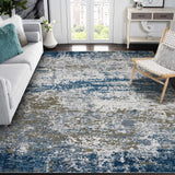 Garvee 9x12 Area Rugs Modern Abstract Faux Wool Rug Ultra-Soft Low Pile Accent Rug Stain Resistant Carpet Machine Washable Rugs for Bedroom with Non Slip Backing - Navy Blue