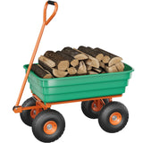 Garvee 1200 lb Garden Dump Cart, All-Terrain Yard Wagon with Quick Dump, Adjustable Handle, Heavy-Duty Steel Frame Utility Cart - Green & Orange