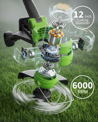 Garvee 20V Wireless Leaf Blower and String Trimmer Set – 550CFM, 130MPH, 12" Weed Wacker – 2 x 2.0Ah Batteries & Charger, Lightweight, Black+Green