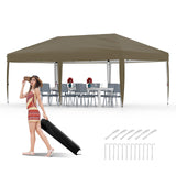 Garvee 10x20 Pop Up Canopy Tent Outdoor Waterproof UV Protection Heavy Duty Metal Frame No Sidewalls Brown for Camping & Events - Brown