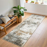 Garvee Abstract Hallway Runner Rug 2x6 Non Slip Washable Polyester Low Pile Durable Stain Resistant Taupe for Kitchen Entry Living Room - Taupe