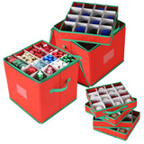 Garvee 2 Pack Christmas Ornament Storage Box with 128 Compartments, 13x13x13.4 in Foldable Decoration Organizer with Adjustable Dividers & Zippered Lid, for Holiday Ornaments, Baubles, Small Decor