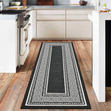 Garvee Modern Neutral Bordered Runner Rugs, Black 2'X6' Soft Washable Non Slip Solid Geometric Long Throw Carpet for Living Room Bedroom Dining Nursery Apartment Dorm Office Farmhouse Hallway Entrway - Black