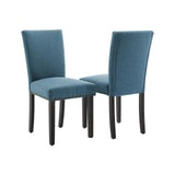 Garvee Upholstered Dining Chairs Set of 2, Fabric Parsons Dining Chair with Nailhead Trim, Modern Fabric Accent Chair Kitchen Chairs for Dining Room/Kitchen, Wood Dining Chair Sets Blue - Blue