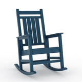 Garvee Outdoor HDPE Rocking Chair Oversized Patio Heavy Duty Plastic Rockers Weather Resistant 304 Stainless Steel Porch Relaxation - Blue