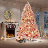 Garvee 6FT Prelit Rose Gold Tinsel Artificial Christmas Tree LED Lights Metal Stand Flame-Retardant PVC Home Office Party - Rose Gold
