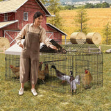 Garvee Chicken Coop 86 in ×40 in Chicken Runs for Yard with Cover Outdoor Metal Chicken Coop for Small Animals Duck Rabbit Hen - Black