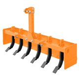 Garvee 3-Point Cultivator with Spring Steel Tines & 55" Box Scraper, Adjustable Cutting Edge, Rust-Proof Steel, Fits CAT-0 & CAT-1 Tractors, Land Leveling - Yellow