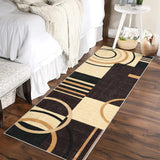 Garvee Modern Brown 2x10 Runner Rugs- Non Slip, Abstract Kitchen Machine Washable - Polyester, Low Pile, Lightweight - Hallway, Bathroom, Bedroom Use - Brown