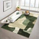 Garvee Modern Green 10x13 Abstract Area Rug Large Soft Faux Wool Non-Slip Backing Foldable Low Pile Polyester Indoor Living Room Bedroom - Green