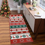 Garvee Christmas Area Rug 2x10 Farmhouse Non Slip Stain Resistant Soft Low Pile Red & Green Holiday Decor for Living Room Bedroom Kitchen - Red & Green