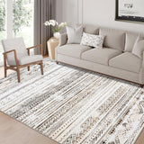 Garvee 6x9 Machine Washable Area Rug Brown - Soft, Non-Slip Polyester - Foldable, Farmhouse Style - Living Room, Bedroom, Office - Coffee
