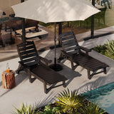 Garvee Outdoor HDPE Chaise Lounge with Rolling Wheels, 5-Position Adjustable Backrest, Oversized Comfort, Durable HDPE, Cup Holder, 450 lbs Capacity, Poolside Patio