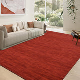 Garvee Modern Solid Texture Area Rug 4x6 Stain Resistant Non-Slip Low Pile Washable Indoor Carpet for Living Room Bedroom Office - Rose Red