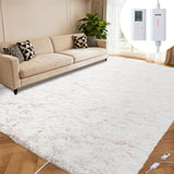 Garvee Heating Floor Mat 8x10 ft, Wireless Heated Rug Gaming Rug with 6 Heat Levels & Auto Off, Soft Plush Heating Carpet Foot Warmer for Living Room Bedroom Office Playroom, White - White-6 Heat Levels