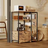 Garvee Bakers Rack with Storage Cabinets, Metal Frame & Solid Wood Shelves, Scratch-Resistant Countertop, Industrial 5-Tier Freestanding Microwave Stand for Dining Room, Kitchen, Brown - Rustic Brown