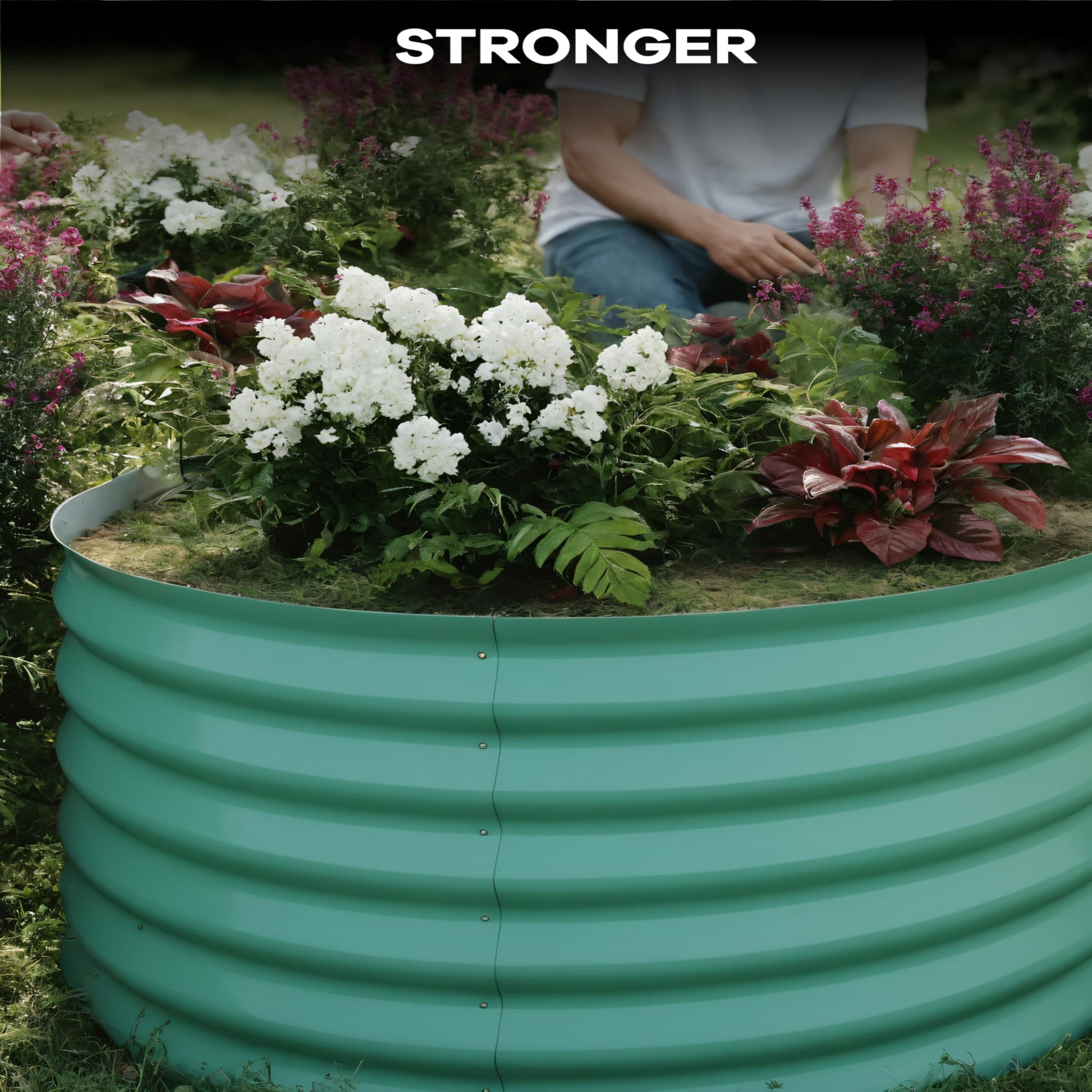 Garvee 10' X 4' X1.5' Beige Oval Galvanized Steel Raised Garden Bed Kit Durable Modular Metal Planter Open Bottom for Vegetables Flowers Herbs