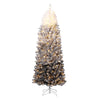 Garvee 7.5FT Pencil Christmas Tree Prelit, Black Gradient Snow Flocked Holiday Decoration Xmas Tree with 300 Dual Color LED Lights & 820 Branch Tips, Includes Metal Stand