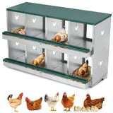 Garvee Chicken Nesting Box 8 Holes Heavy Duty Galvanized Steel Two-Tier Egg Collection Manual Included for Chicken Coop - Green