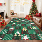 Garvee Christmas Area Rug Green Santa Deer Snowflake Non-Slip Soft Plush Lightweight Washable for Living Room Nursery Bedroom - Green
