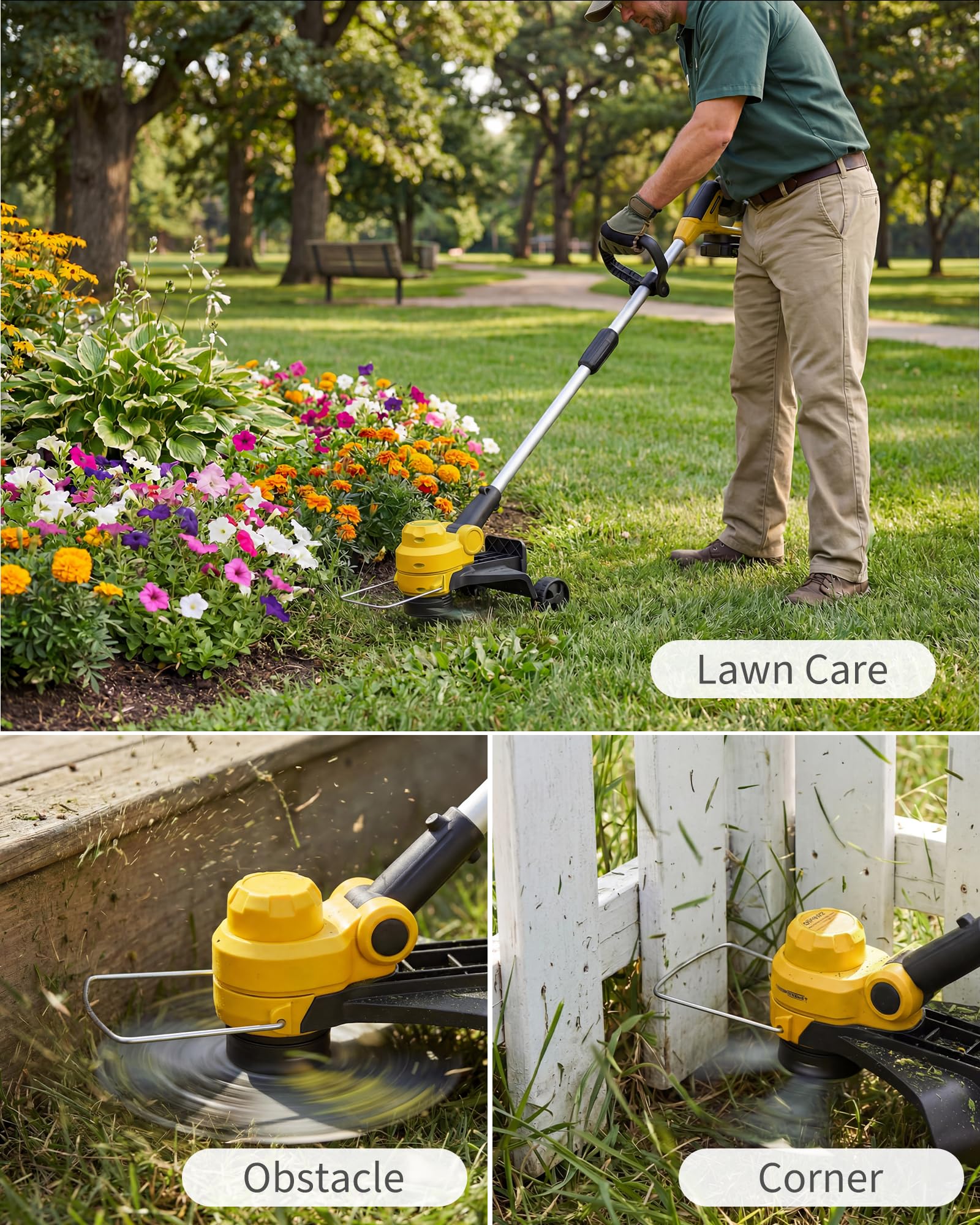 Garvee 20V Wireless Leaf Blower and String Trimmer Set – 550CFM, 130MPH, 12" Weed Wacker – 2 x 2.0Ah Batteries & Charger, Lightweight,  Black+Yellow