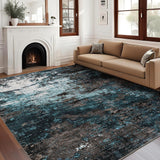 Garvee Modern Abstract Area Rug 6x9 - Vibrant Colorful Print, Machine Washable, Pearl Velvet, Non-Slip, Low Pile - Bedroom, Living Room, Office - Mountain Blue