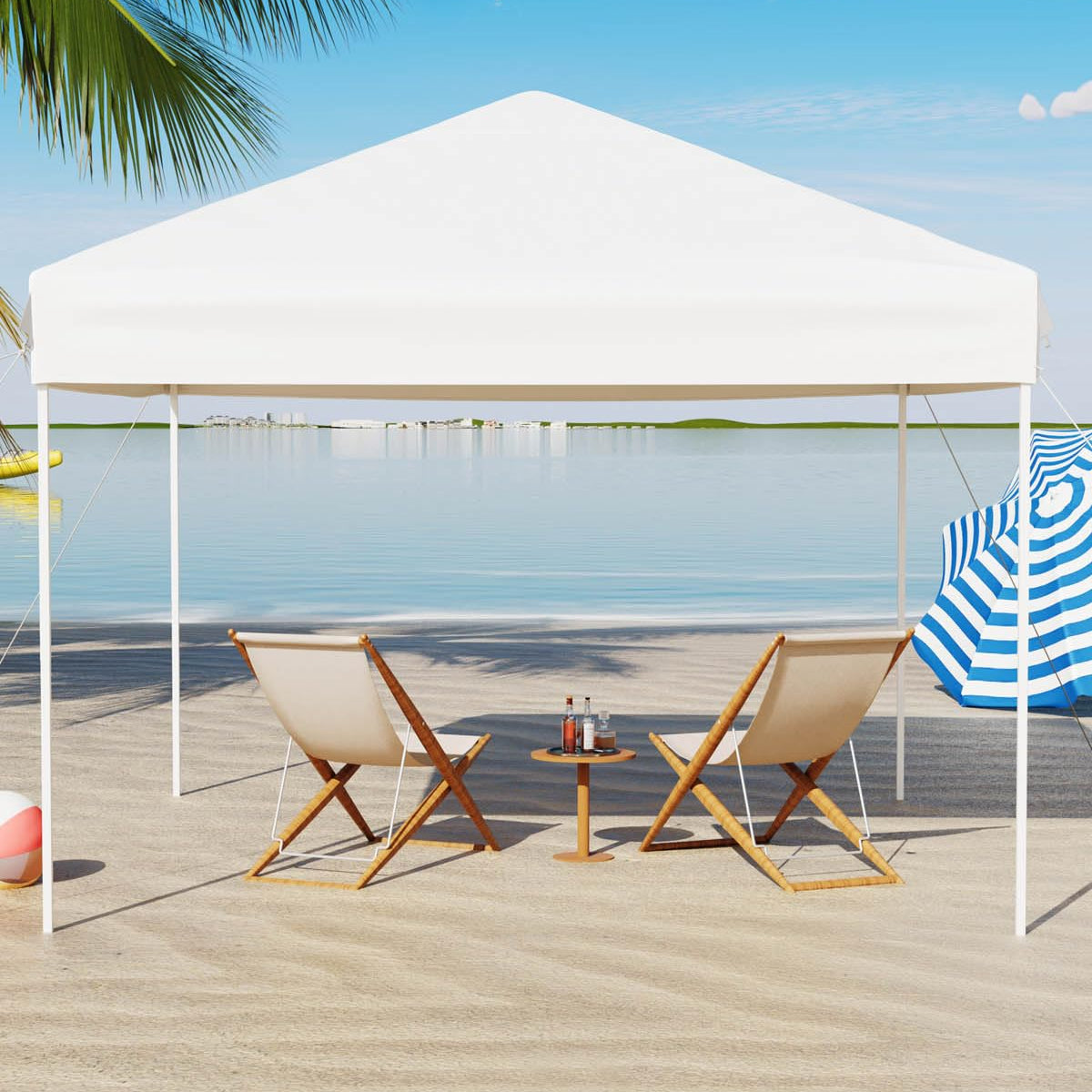 Garvee 10x10 ft Pop Up Canopy Tent - Height Adjustable Outdoor Pavilion - Portable Folding Gazebo, Easy Setup - Perfect for Parties, Garden, Camping, Beach & Outdoor Events - White