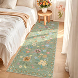 Garvee Hallway Runner Rug 2x6 Floral Non-Slip Ultra-Thin Soft Polyester Washable Lightweight for Kitchen Entryway Bathroom - Green