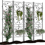 Garvee 4 Pack Fence Panels - 71.6" Tall Rustproof Iron Barrier with Gate - Decorative Garden Fence for Yard Border Patio - Black