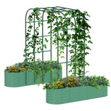 Garvee Galvanized Raised Garden Bed with 96" Vertical Arch Trellis - Rust-Resistant, Expandable Trellis - Steel, Plant Clips, Drainage Netting - Outdoor Garden, Patio, Green - Green