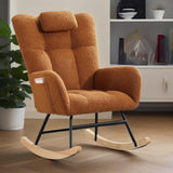 Garvee Nursery Rocking Chair, Upholstered Baby Fluffy Glider Rocker, Reading Chair with High Backrest, Comfy Chairs for Living Room, Bedroom, Nursing - Brown