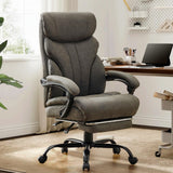 Garvee Comfortable Office Desk Chair 500 LBS, Big and Tall Ergonomic Office Chairs with Footrest, 90-155°Recline Executive Leather Gaming Chair for Heavy People, Long Hours, Gray - Gray