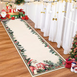 Garvee Christmas Santa Claus Runner Rug Non-Slip Washable Low Pile Soft Fabric Cozy Holiday Decor for Entryway Kitchen Bedroom - Santa Claus Red