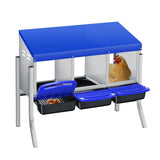 Garvee Chicken Nesting Boxes, 3 Hole with Legs Metal Wall Mount Roll Away Nest with Removable Trays and Roll Out Egg Collection for Chicken Coop