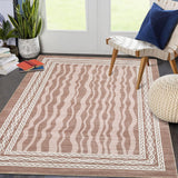 Garvee 8x10 Modern Bordered Area Rug for Living Room, Low Pile & Machine Washable, Faux Wool, Non-Slip & Stain Resistant, Red, Ideal for Bedroom & Dining Room - Red