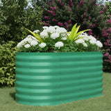 Garvee 4' X 2' X 2' Oval Galvanized Raised Garden Bed, Outdoor Metal Planter Box for Flowers, Vegetables & Herbs, Green - Green