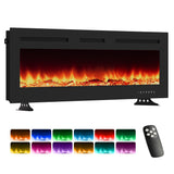 Garvee 50 in Electric Fireplace Insert Ultra Narrow Frame 1500/750W Heater 12 Flame Colors Remote Timer Touch Screen Wall Mounted Living Room