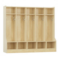 Garvee 47.5" Kids Coat Locker with Bench 10 Cubbies for Classroom Nursery Home, Smooth Wood Surface, Natural