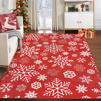 Garvee Christmas Area Rug 4x6 Snowflake Pattern Machine Washable Non Slip Polyester Indoor Decorative Accent Rug for Living Room Bedroom Kitchen