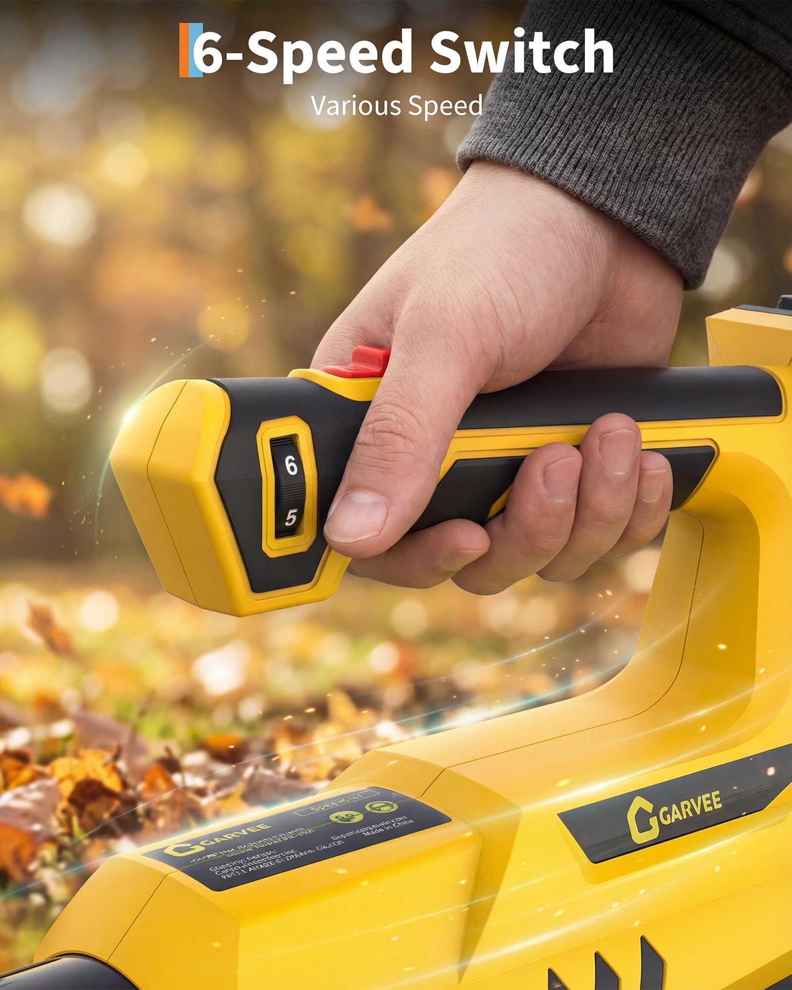 Garvee 20V Wireless Leaf Blower and String Trimmer Set – 550CFM, 130MPH, 12" Weed Wacker – 2 x 2.0Ah Batteries & Charger, Lightweight,  Black+Yellow