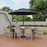 Garvee 9Ft 3-Tier Market Umbrella with Hand Crank, 8 Ribs Heavy-Duty Polyester Fabric, Ventilated Canopy, Auto-Tilt, Patio & Garden Shade - Smoke Grey