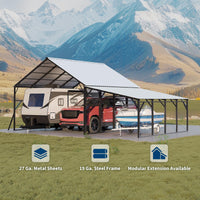 Garvee Lean-to Metal Carport 12' × 20', 240 sq.ft Wall-Mounted Car Port with 11.5° Vertical Roof, 19-Ga Steel Frame for SUV & Pickup