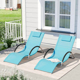 Garvee Patio Chaise Lounge Set of 2 - Outdoor Pool Lounge Chair Beach Sunbathing Lawn Lounger Recliner Chair, Backrest Tanning Chairs with Arm for All Weather, Poolside, Deck, Balcony, Backyard - Blue