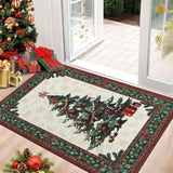 Garvee Christmas Tree Area Rug 2x3 Xmas Tree Pattern Non-Slip TPR Rubber Backing Washable Faux Wool Low Pile Indoor Living Room Bedroom Holiday Decor - Dark Green