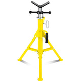 Garvee V-Head Pipe Jack Stand - 2500 lbs Heavy-Duty Carbon Steel Pipe Stand with Portable Folding Legs, Adjustable Height (28"-52"), 1/8"-12" Capacity, Yellow, Manual Included - Yellow