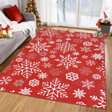 Garvee Christmas Area Rug 4x6 Snowflake Pattern Machine Washable Non Slip Polyester Indoor Decorative Accent Rug for Living Room Bedroom Kitchen - Red