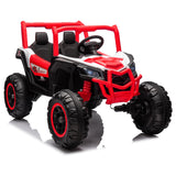 Garvee 24V Ride On Truck 2 Seater Remote Control 4-Wheeler Suspension 3 Speeds LED Lights Durable Plastic Outdoor Fun - Red